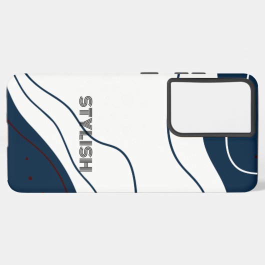 Elegant & Modern Blauw & Wit Samsung Galaxy Hoesje (Linkerkant)