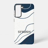 Elegant & Modern Blauw & Wit Samsung Galaxy Hoesje (Achterkant)