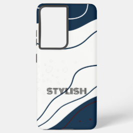 Elegant & Modern Blauw & Wit Samsung Galaxy Hoesje