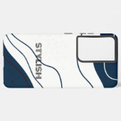 Elegant & Modern Blauw & Wit Samsung Galaxy Hoesje (Achterkant horizontaal)