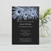 ELEGANT MODERN BLAUW ZWARTE PEACOCK FEATHERS KAART (Staand voorkant)