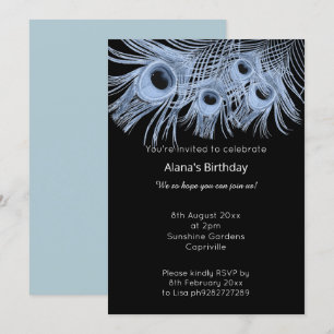 ELEGANT MODERN BLAUW ZWARTE PEACOCK FEATHERS KAART