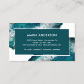 Elegant Modern Blauwgroen Agaat Geode Edelsteen Visitekaartje (Achterkant)