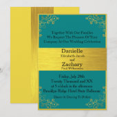 Elegant modern Blauwgroen en goudhorizontaal huwel Kaart (Voorkant / Achterkant)