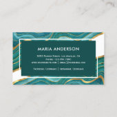 Elegant Modern Blauwgroen Gold Agate Geode Gemston Visitekaartje (Achterkant)