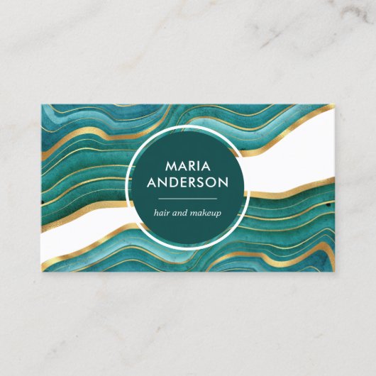 Elegant Modern Blauwgroen Gold Agate Geode Gemston Visitekaartje