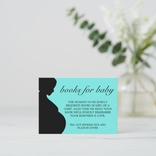 Elegant Modern Blauwgroen Tiffany Boeken voor Baby Informatiekaartje (Staand voorkant)