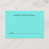 Elegant Modern Blauwgroen Tiffany Boeken voor Baby Informatiekaartje (Achterkant)