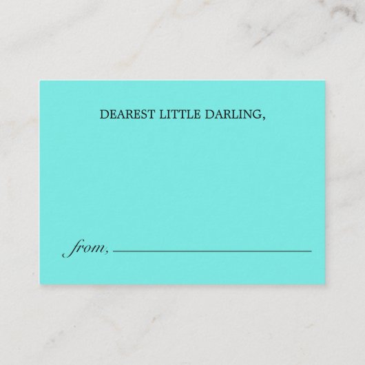 Elegant Modern Blauwgroen Tiffany Boeken voor Baby Informatiekaartje (Achterkant)