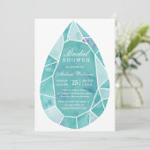 Elegant modern Blauwgroen Waterverf Gem Vrijgezell Kaart (Staand voorkant)