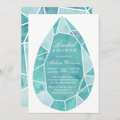 Elegant modern Blauwgroen Waterverf Gem Vrijgezell Kaart (Voorkant / Achterkant)