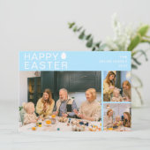Elegant Modern Blessing Pasen Familie 3 foto Feestdagenkaart (Staand voorkant)