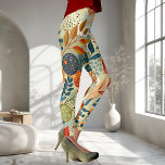 Elegant modern bloemblad patroon leggings<br><div class="desc">Elegante leggings met een modern kleurrijk abstract bloemmotief.</div>