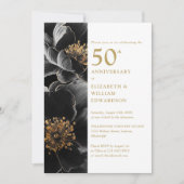 Elegant Modern Bloemen 50e Jubileum Foto Kaart (Voorkant)