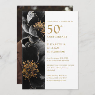 Elegant Modern Bloemen 50e Jubileum Foto Kaart
