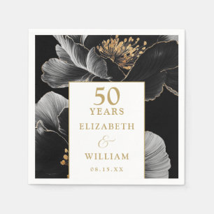 Elegant Modern Bloemendesign Goud 50ste Verjaardag Servet