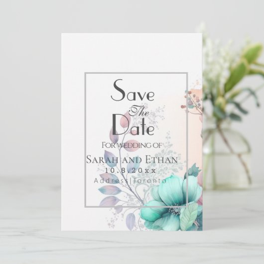 Elegant modern bloemendesign  save the date (Staand voorkant)