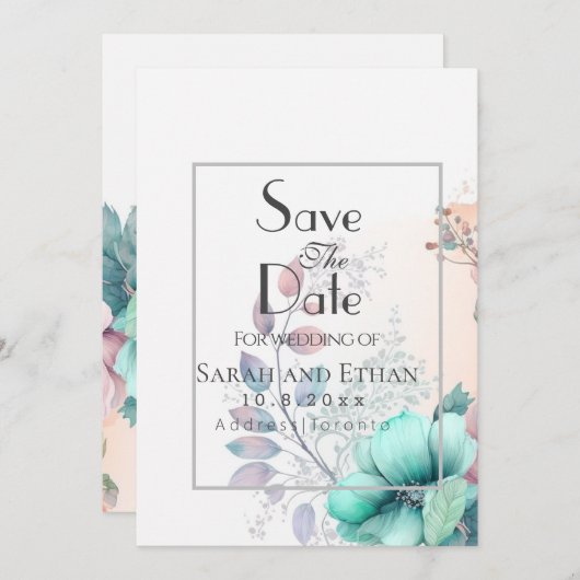 Elegant modern bloemendesign  save the date (Voorkant / Achterkant)