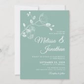 Elegant modern bloemgroen witte orchideeën bruilof kaart (Voorkant)