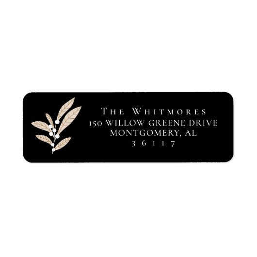 Elegant modern bloemig wit cranberryblad ontwerp etiket (Voorkant)