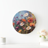 Elegant modern bloemthema grote klok (Huis)