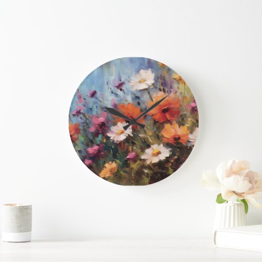 Elegant modern bloemthema grote klok (Huis)