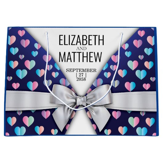 Elegant modern blok- en hartspetselontwerp groot cadeauzakje (Voorkant)