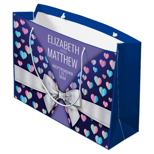 Elegant modern blok- en hartspetselontwerp groot cadeauzakje (Achterkant Gekanteld)