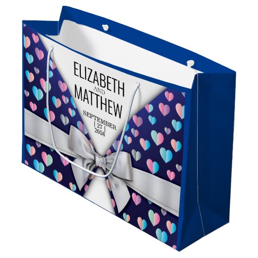 Elegant modern blok- en hartspetselontwerp groot cadeauzakje (Voorkant Gekanteld)