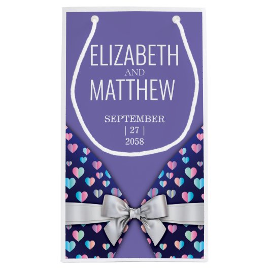 Elegant modern blok- en hartspetselontwerp klein cadeauzakje (Achterkant)