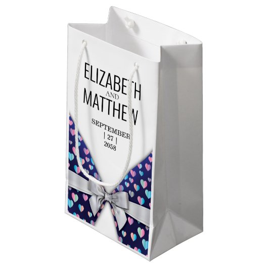 Elegant modern blok- en hartspetselontwerp klein cadeauzakje (Voorkant Gekanteld)