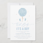 Elegant Modern Blue Boy Baby shower Kaart (Voorkant)