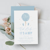 Elegant Modern Blue Boy Baby shower Kaart