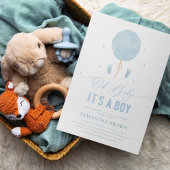 Elegant Modern Blue Boy Baby shower Kaart