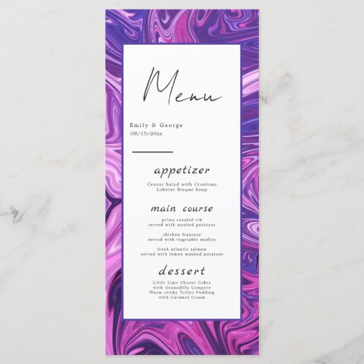 Elegant Modern Blue Galaxy Abstract Art Wedding Menu (Voorkant)