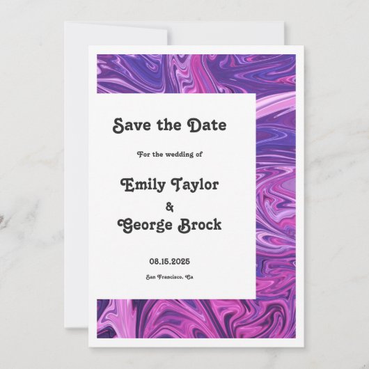 Elegant Modern Blue Galaxy Abstract Art Wedding Save The Date (Voorkant)