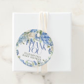 Elegant Modern Blue Hydrangea Floral dank u Bedankjes Labels (In situ)