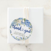 Elegant Modern Blue Hydrangea Floral dank u Bedankjes Labels (In situ)
