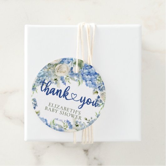 Elegant Modern Blue Hydrangea Floral dank u Bedankjes Labels (In situ)