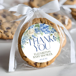 Elegant Modern Blue Hydrangea Floral dank u Ronde Sticker