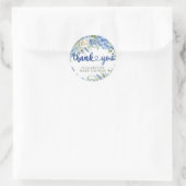 Elegant Modern Blue Hydrangea Floral dank u Ronde Sticker (Tas)