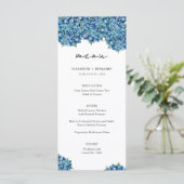 Elegant Modern Blue Hydrangeas Floral Wedding Menu (Staand voorkant)