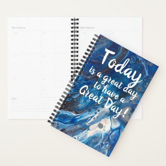 Elegant modern Blue Marble Motivatie Quote Planner (Display)