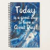 Elegant modern Blue Marble Motivatie Quote Planner (Voorkant)