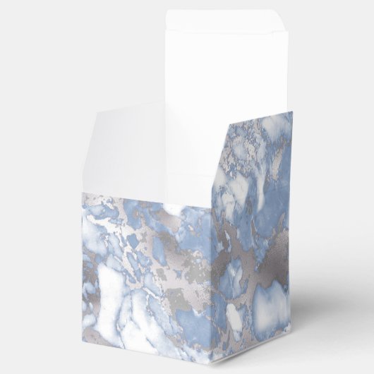 Elegant Modern Blue Marble Wedding Favor Box Bedankdoosjes (Geopend)