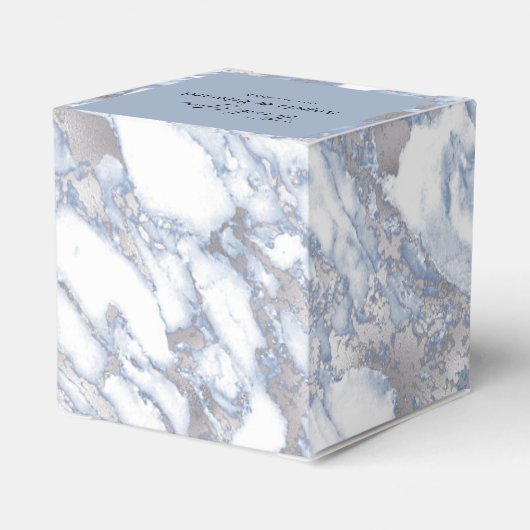 Elegant Modern Blue Marble Wedding Favor Box Bedankdoosjes (Achterkant)