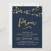 Elegant Modern Blue Strings of Lights School Prom Kaart (Voorkant)
