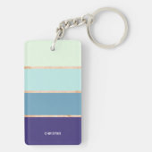 Elegant Modern Blue Striped First Name Women Sleutelhanger (achterkant)