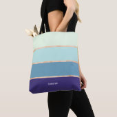 Elegant Modern Blue Striped First Name Women Tote Bag (Dichtbij)