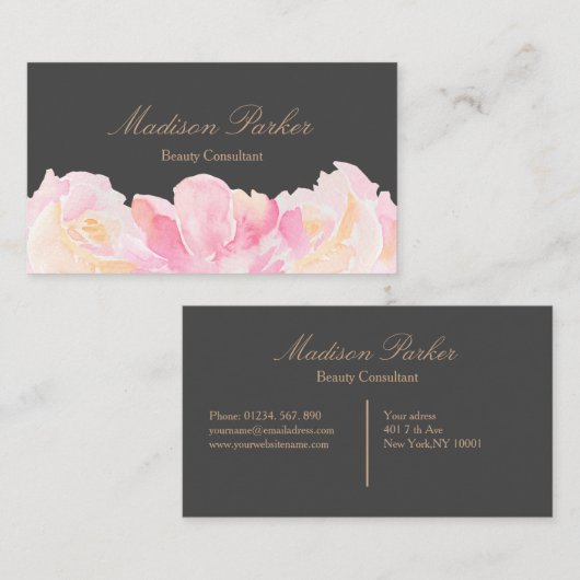 Elegant Modern Blumen Pastell Visitekaartje (Voorkant / Achterkant)
